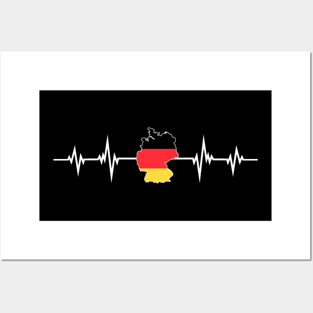 Heartbeat Design German Map Flag Germany Wall Art by MGS